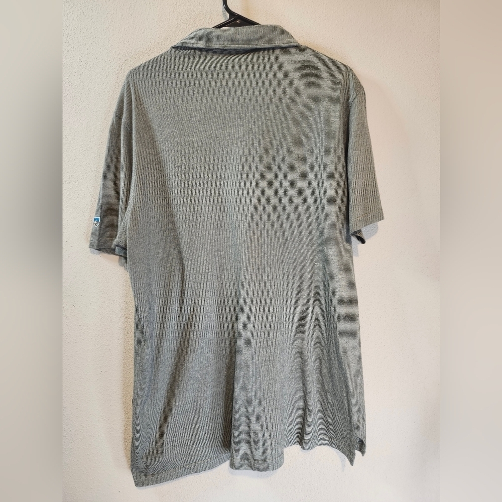 Kuhl Mens Gray Stripe Polo With Double Pocket And Cotton Blend Size Large - Picture 7 of 7